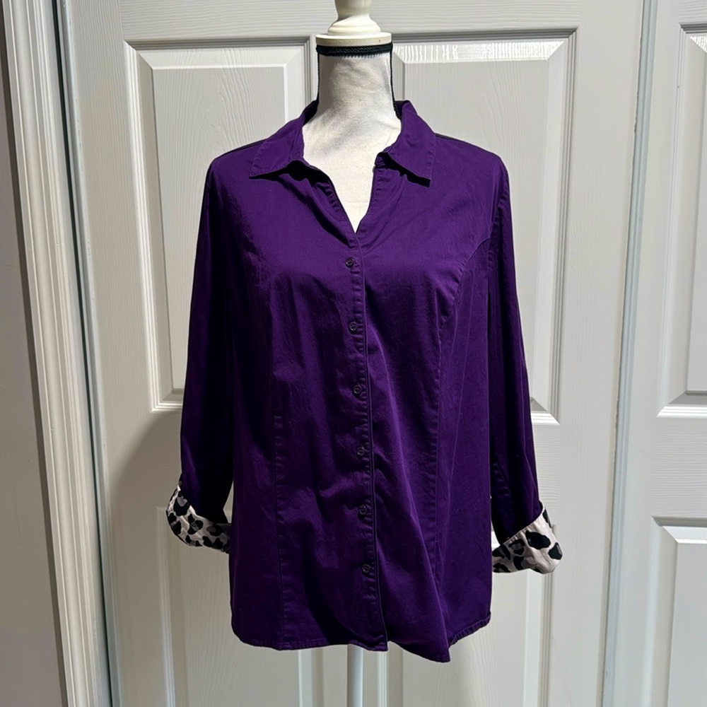 Lane Bryant Purple Brushed Cotton Blouse